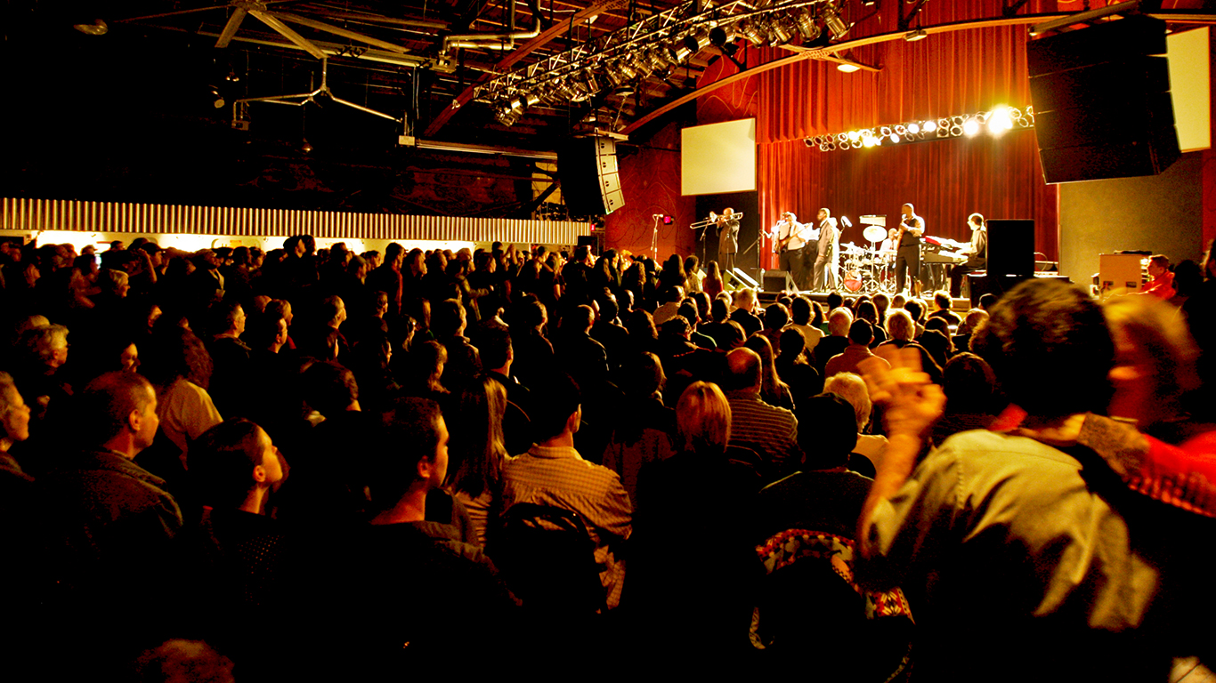 Maceo Parker performing for a crowd at The Orange Peel venue in Asheville.